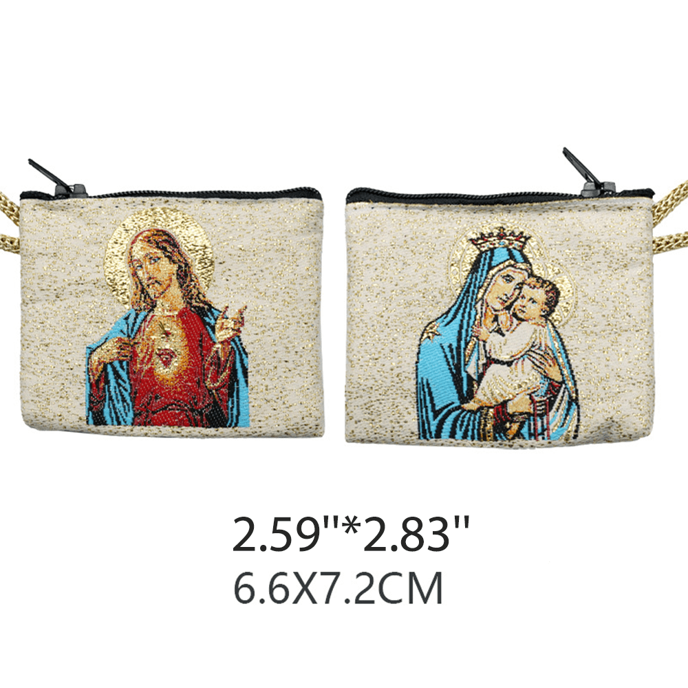 Christianartworkshop Retro Classic Style Holy Saint Icon Cotton Double-sided Pattern Jewelry Pouches