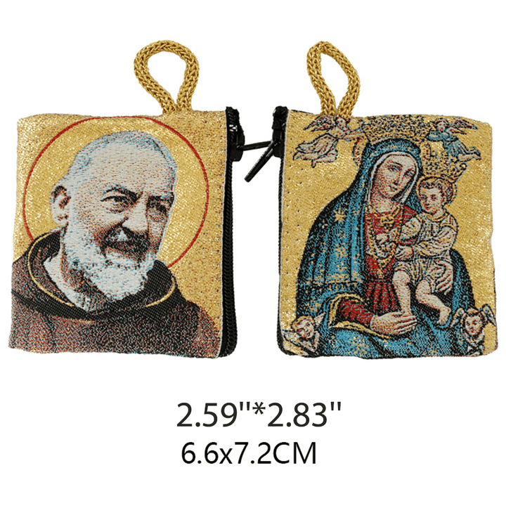 Christianartworkshop Retro Classic Style Holy Saint Icon Cotton Double-sided Pattern Jewelry Pouches