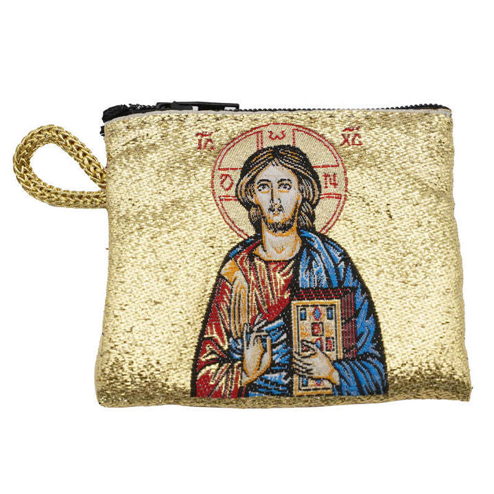 Christianartworkshop Retro Classic Style Holy Saint Icon Cotton Double-sided Pattern Jewelry Pouches