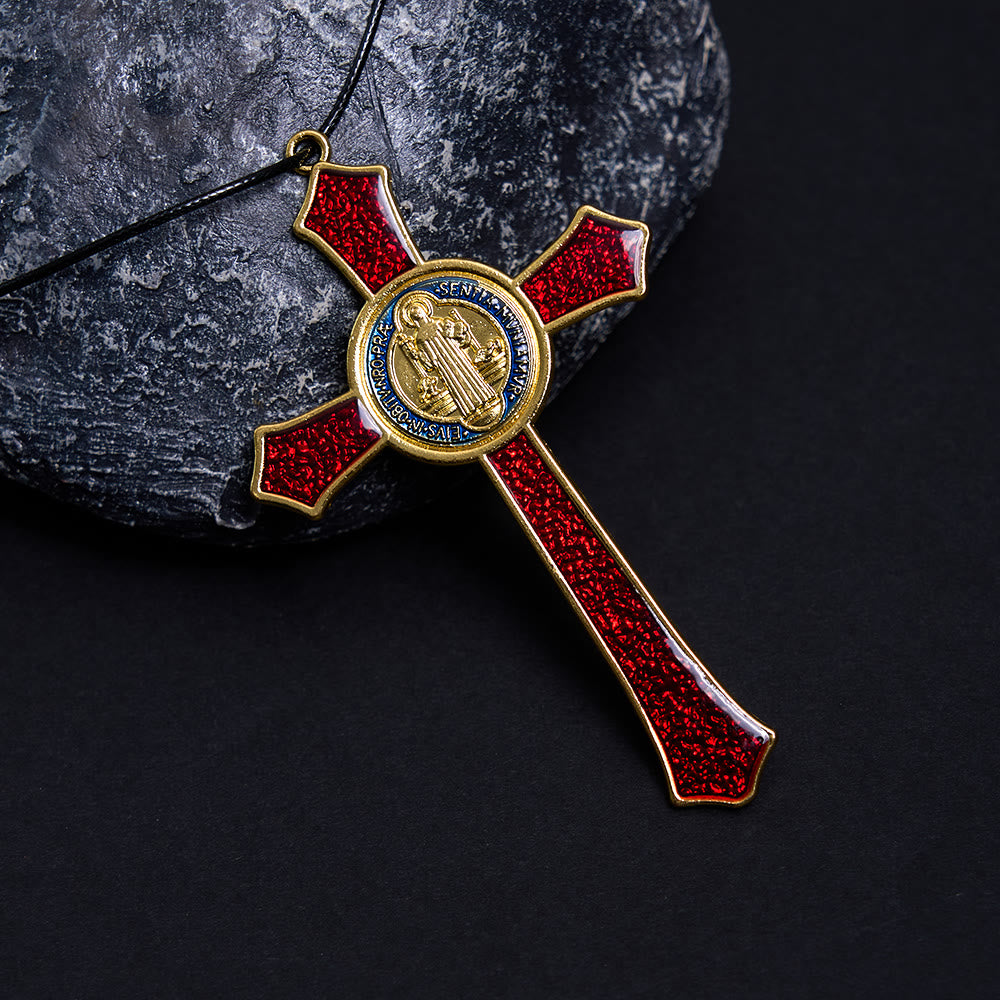 Christianartworkshop Classic Style Red/Blue Crafted Crucifix Big Size Pendant Necklace(5 color) - image 2