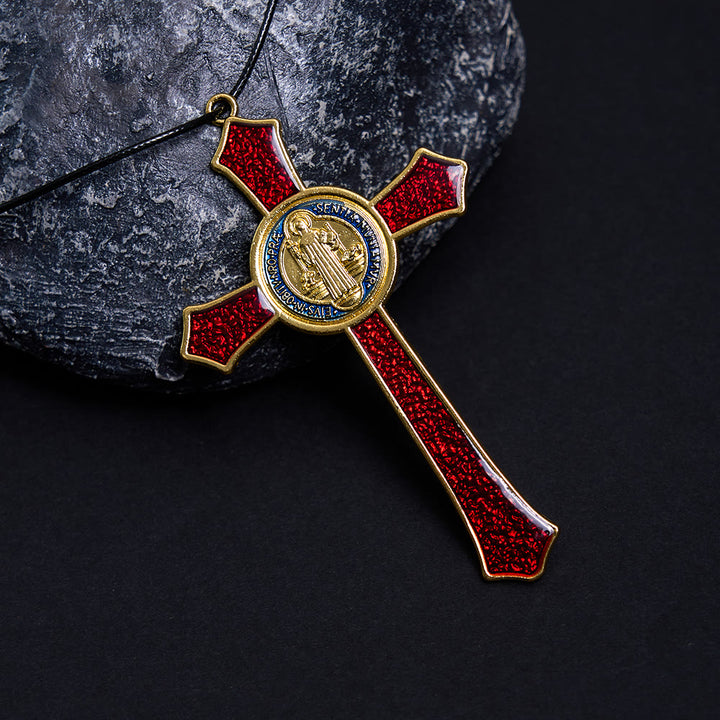 Christianartworkshop Classic Style Red/Blue Crafted Crucifix Big Size Pendant Necklace(5 color) - image 2