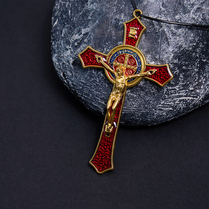 Christianartworkshop Classic Style Red/Blue Crafted Crucifix Big Size Pendant Necklace(5 color) - Red - Bead Chain - image 4