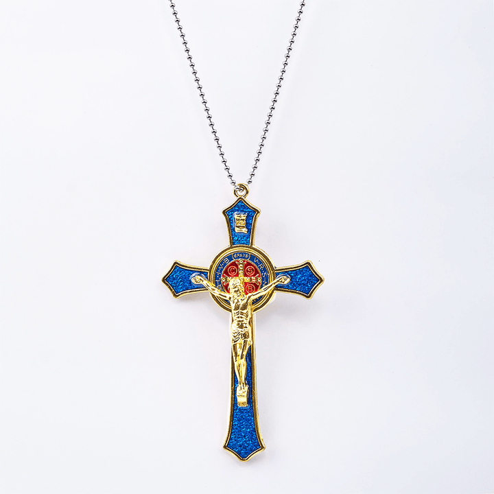 FREE Today: Christianartworkshop Classic Style Red/Blue Crafted Crucifix Big Size Pendant Necklace(2 color)