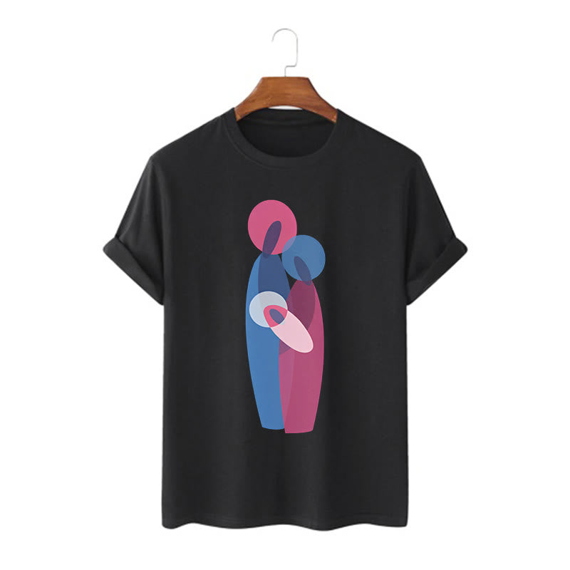 Christianartworkshop Artistic and Modern Style the Holy Family Short Sleeve Washed T-shirt