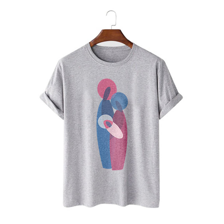 Christianartworkshop Artistic and Modern Style the Holy Family Short Sleeve Washed T-shirt