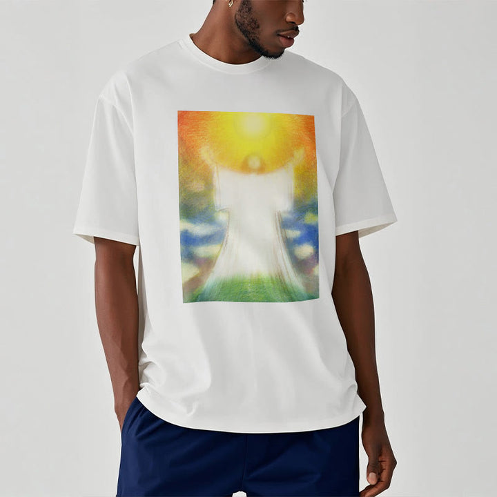 Christianartworkshop Art Style the Radiant Christ Divine Ascension Short Sleeve Washed T-shirt