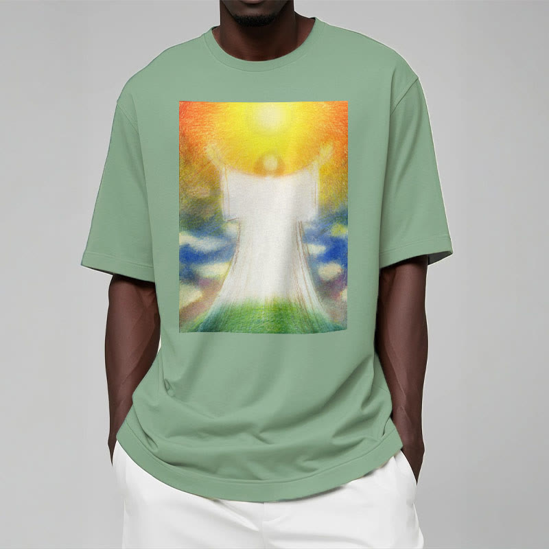 Christianartworkshop Art Style the Radiant Christ Divine Ascension Short Sleeve Washed T-shirt