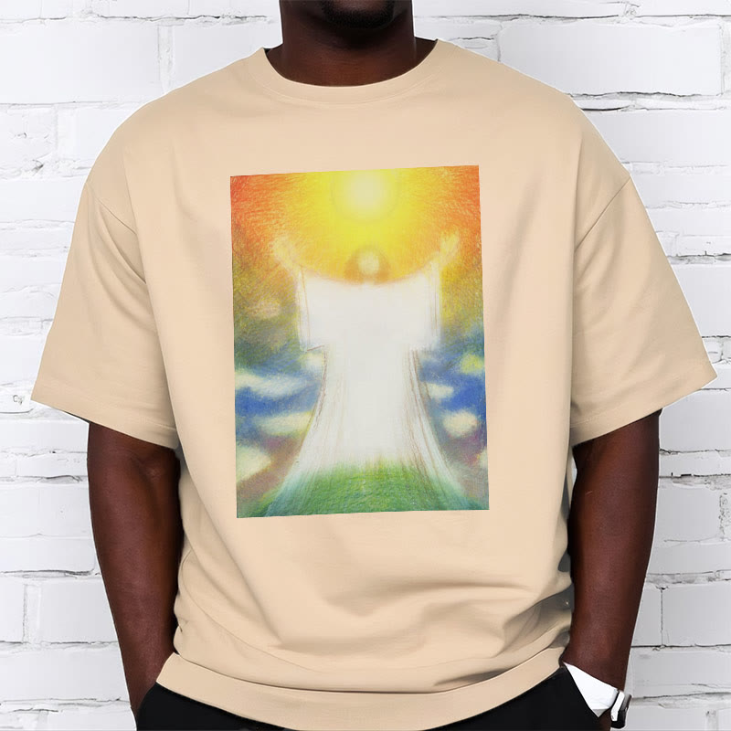 Christianartworkshop Art Style the Radiant Christ Divine Ascension Short Sleeve Washed T-shirt