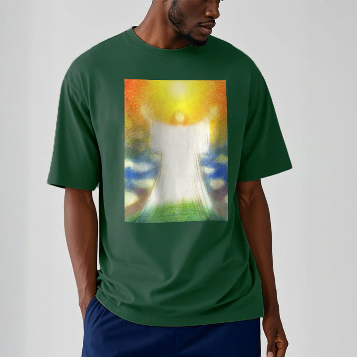 Christianartworkshop Art Style the Radiant Christ Divine Ascension Short Sleeve Washed T-shirt