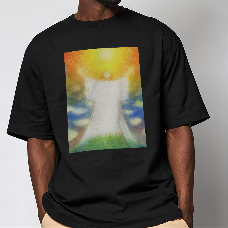 Christianartworkshop Art Style the Radiant Christ Divine Ascension Short Sleeve Washed T-shirt