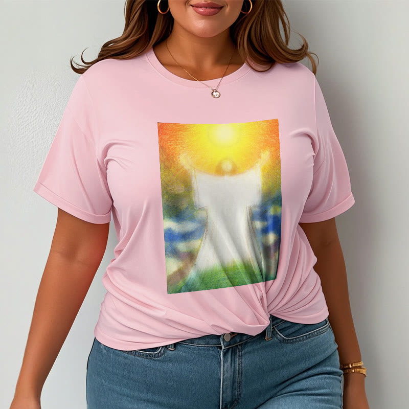 Christianartworkshop Art Style the Radiant Christ Divine Ascension Short Sleeve Washed T-shirt