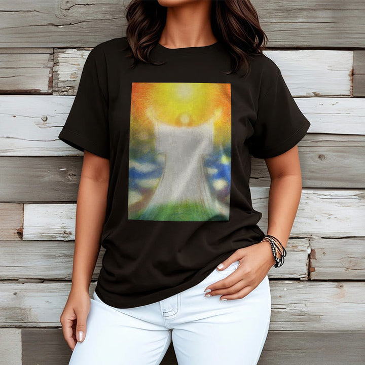 Christianartworkshop Art Style the Radiant Christ Divine Ascension Short Sleeve Washed T-shirt