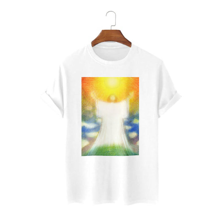 Christianartworkshop Art Style the Radiant Christ Divine Ascension Short Sleeve Washed T-shirt