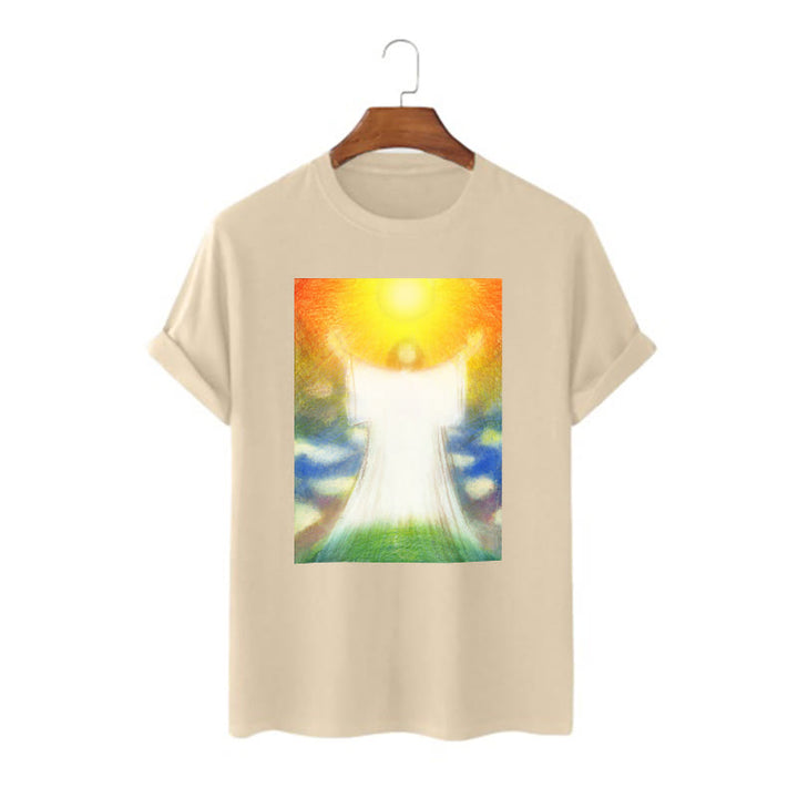 Christianartworkshop Art Style the Radiant Christ Divine Ascension Short Sleeve Washed T-shirt