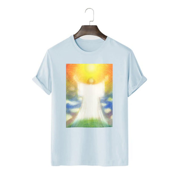 Christianartworkshop Art Style the Radiant Christ Divine Ascension Short Sleeve Washed T-shirt