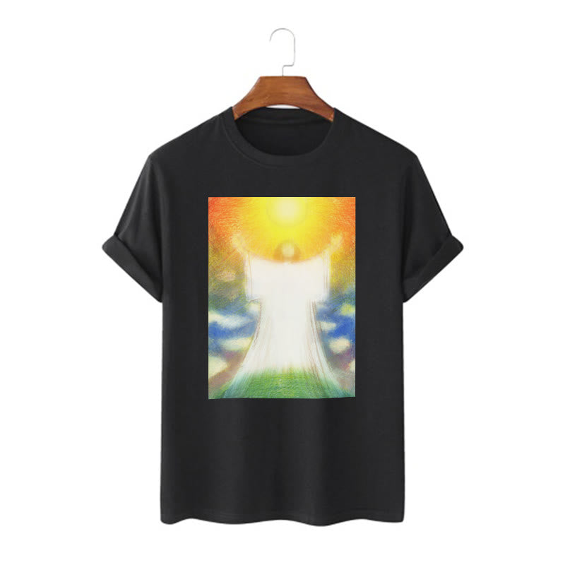 Christianartworkshop Art Style the Radiant Christ Divine Ascension Short Sleeve Washed T-shirt