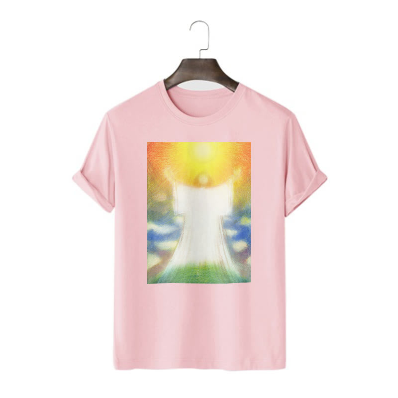 Christianartworkshop Art Style the Radiant Christ Divine Ascension Short Sleeve Washed T-shirt