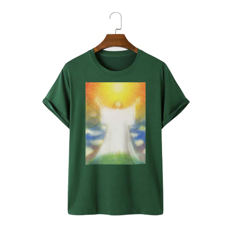 Christianartworkshop Art Style the Radiant Christ Divine Ascension Short Sleeve Washed T-shirt