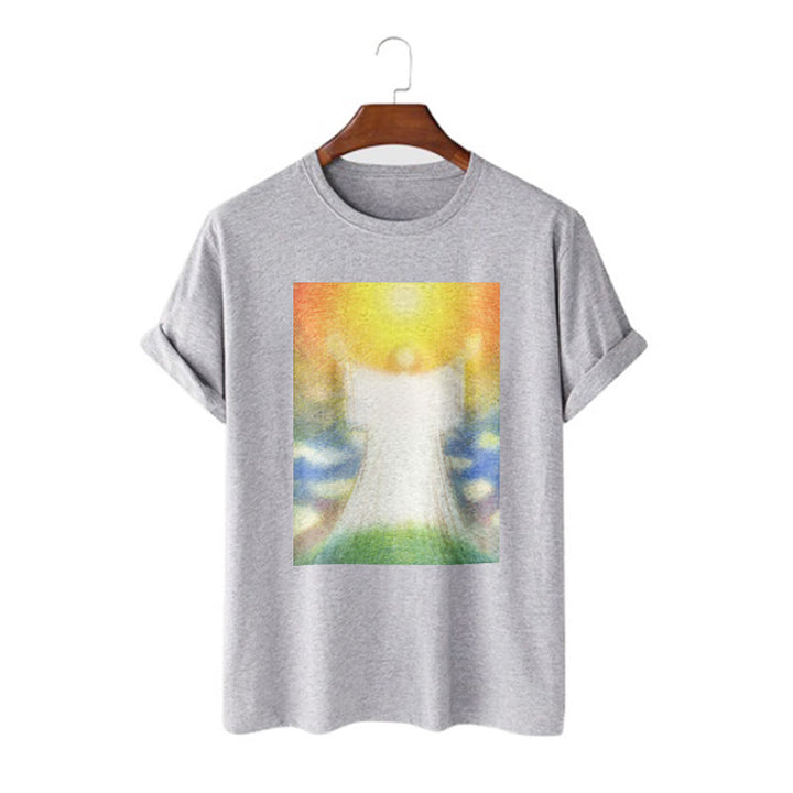 Christianartworkshop Art Style the Radiant Christ Divine Ascension Short Sleeve Washed T-shirt