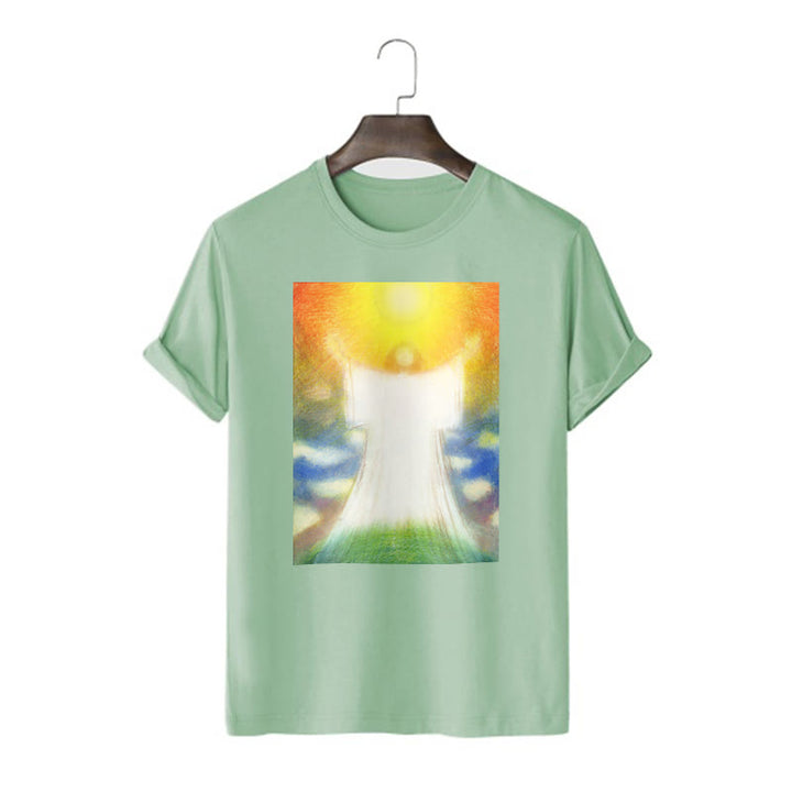 Christianartworkshop Art Style the Radiant Christ Divine Ascension Short Sleeve Washed T-shirt