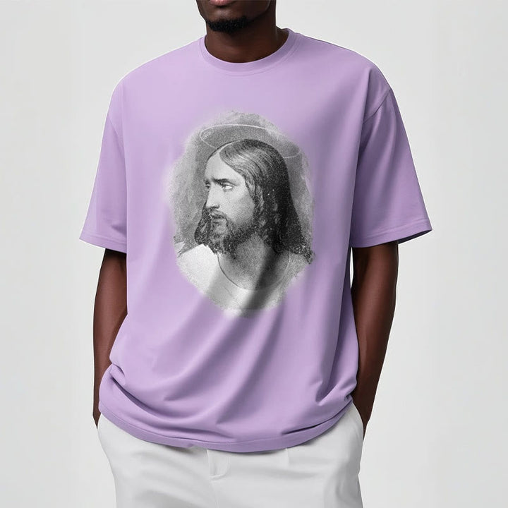 Christianartworkshop Retro Style the Halo Jesus Short Sleeve Washed T-shirt