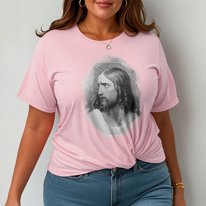 Christianartworkshop Retro Style the Halo Jesus Short Sleeve Washed T-shirt