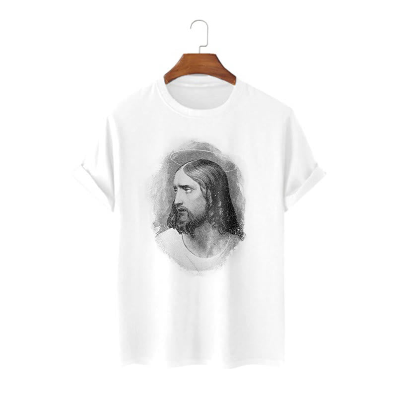 Christianartworkshop Retro Style the Halo Jesus Short Sleeve Washed T-shirt