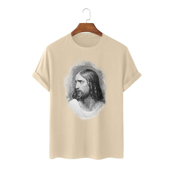 Christianartworkshop Retro Style the Halo Jesus Short Sleeve T-shirt - Khaki - 2XL - image 8