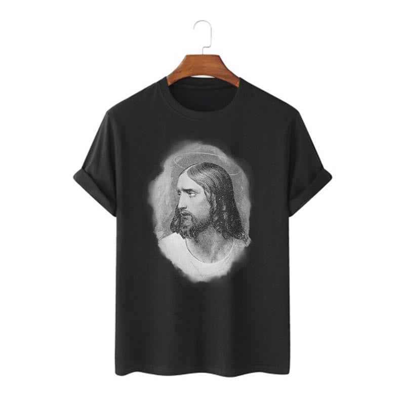 Christianartworkshop Retro Style the Halo Jesus Short Sleeve Washed T-shirt