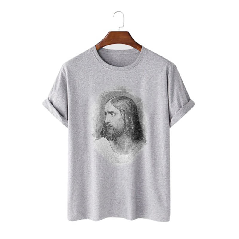 Christianartworkshop Retro Style the Halo Jesus Short Sleeve Washed T-shirt