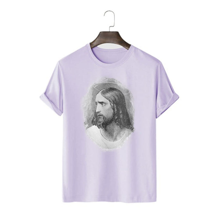 Christianartworkshop Retro Style the Halo Jesus Short Sleeve Washed T-shirt