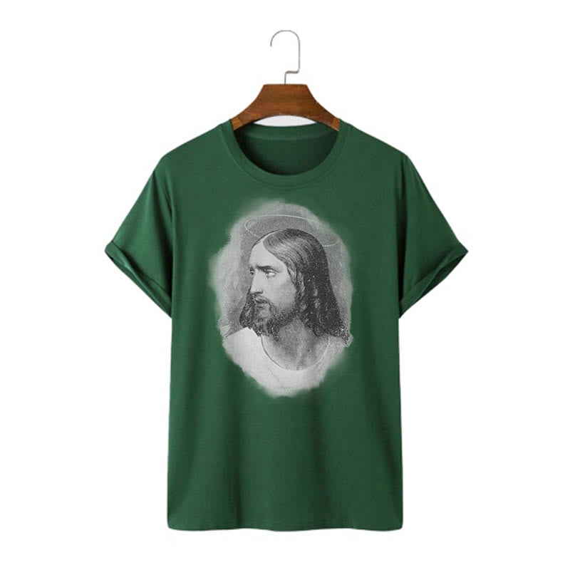 Christianartworkshop Retro Style the Halo Jesus Short Sleeve Washed T-shirt