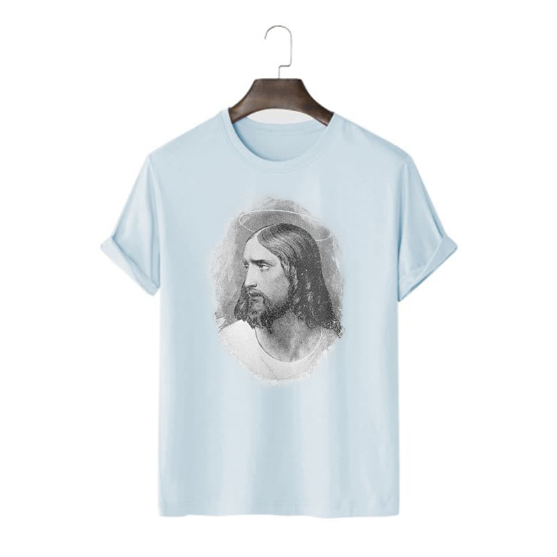 Christianartworkshop Retro Style the Halo Jesus Short Sleeve T-shirt - Blue - 2XL - image 18