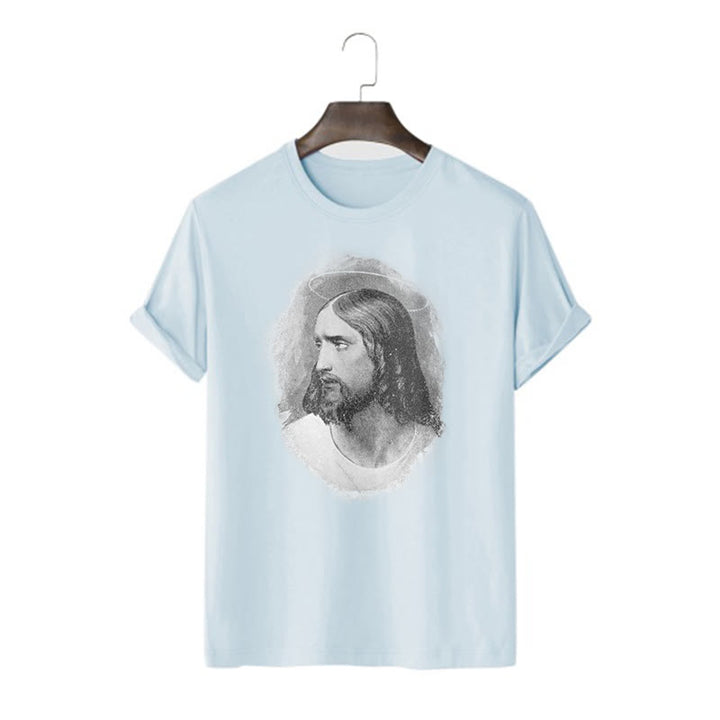 Christianartworkshop Retro Style the Halo Jesus Short Sleeve T-shirt - Blue - 2XL - image 18