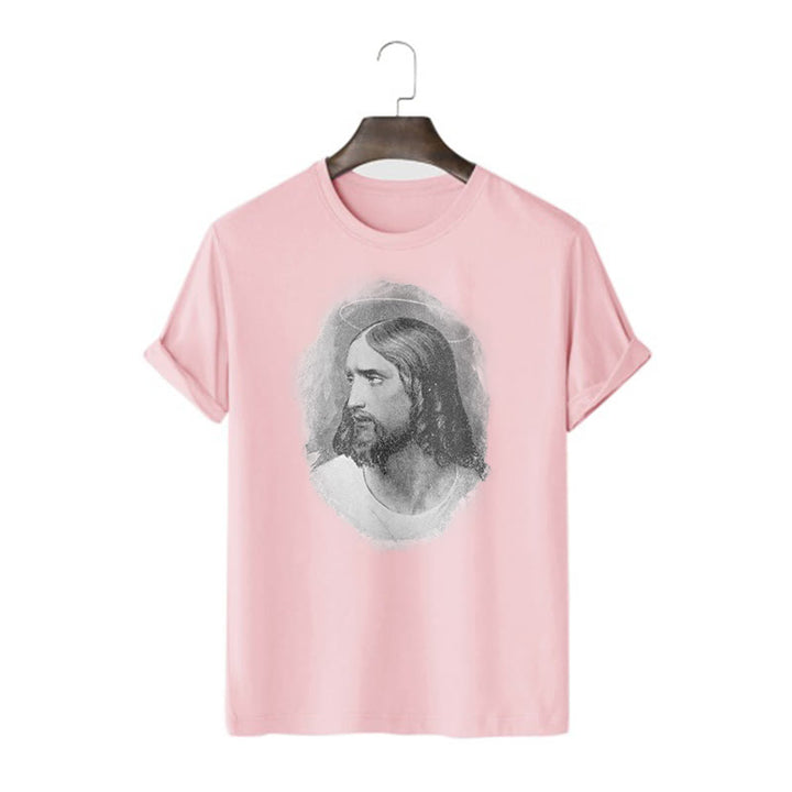 Christianartworkshop Retro Style the Halo Jesus Short Sleeve T-shirt - Pink - 2XL - image 14