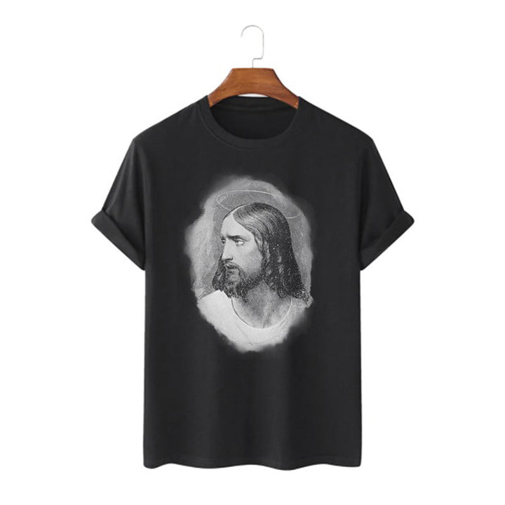 Christianartworkshop Retro Style the Halo Jesus Short Sleeve T-shirt - Black - 2XL - image 0