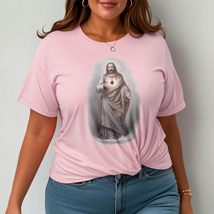 Christianartworkshop Retro Style Sacred Heart Short Sleeve Washed T-shirt - image 14