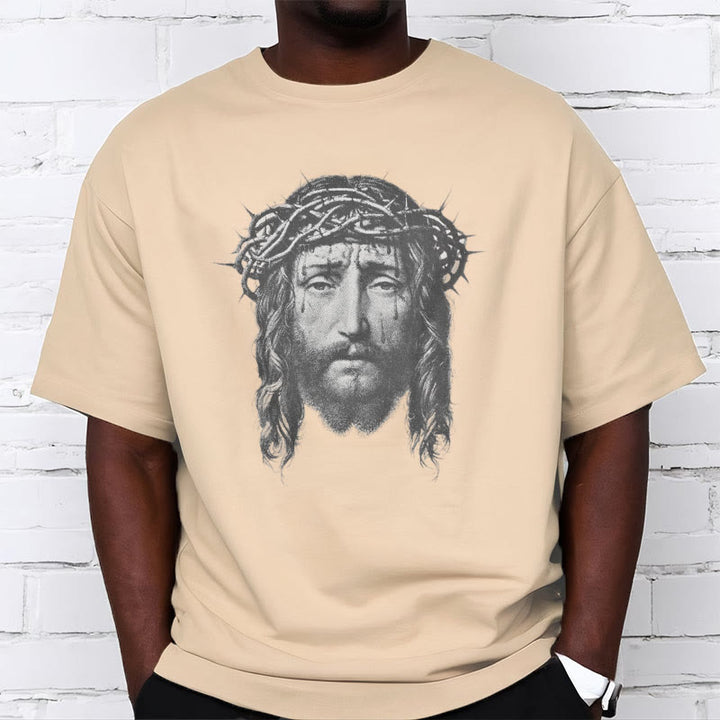 Christianartworkshop Retro Style Crown of Thorns Short Sleeve Washed T-shirt