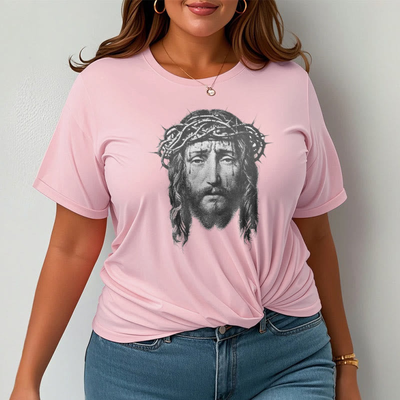 Christianartworkshop Retro Style Crown of Thorns Short Sleeve Washed T-shirt