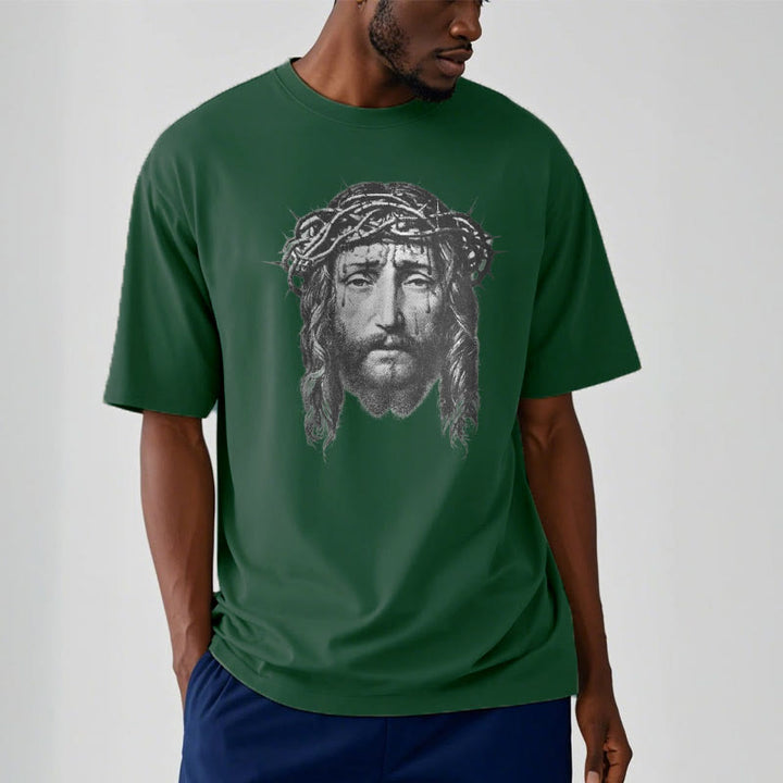 Christianartworkshop Retro Style Crown of Thorns Short Sleeve Washed T-shirt