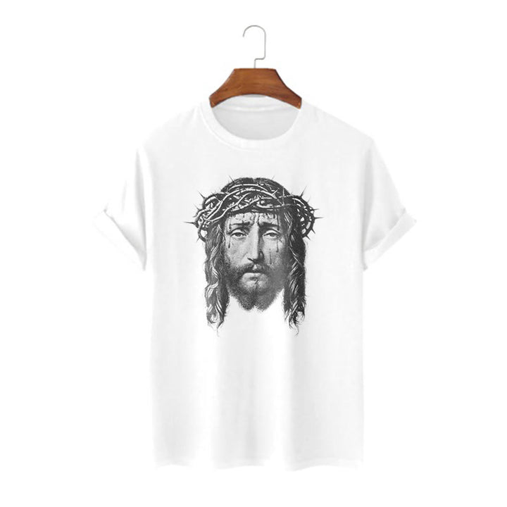 Christianartworkshop Retro Style Crown of Thorns Short Sleeve Washed T-shirt