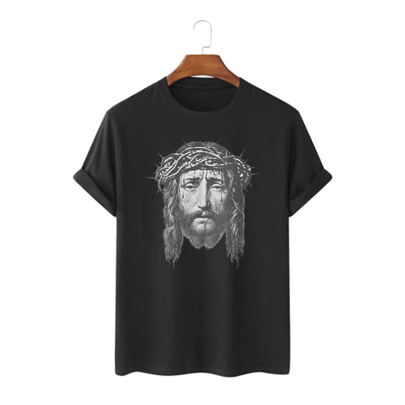 Christianartworkshop Retro Style Crown of Thorns Short Sleeve Washed T-shirt