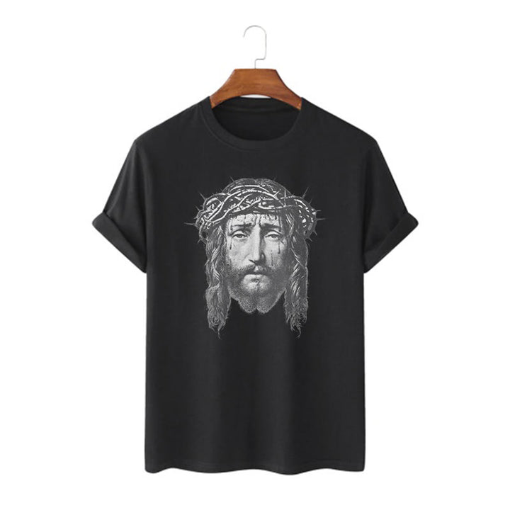 Christianartworkshop Retro Style Crown of Thorns Short Sleeve Washed T-shirt