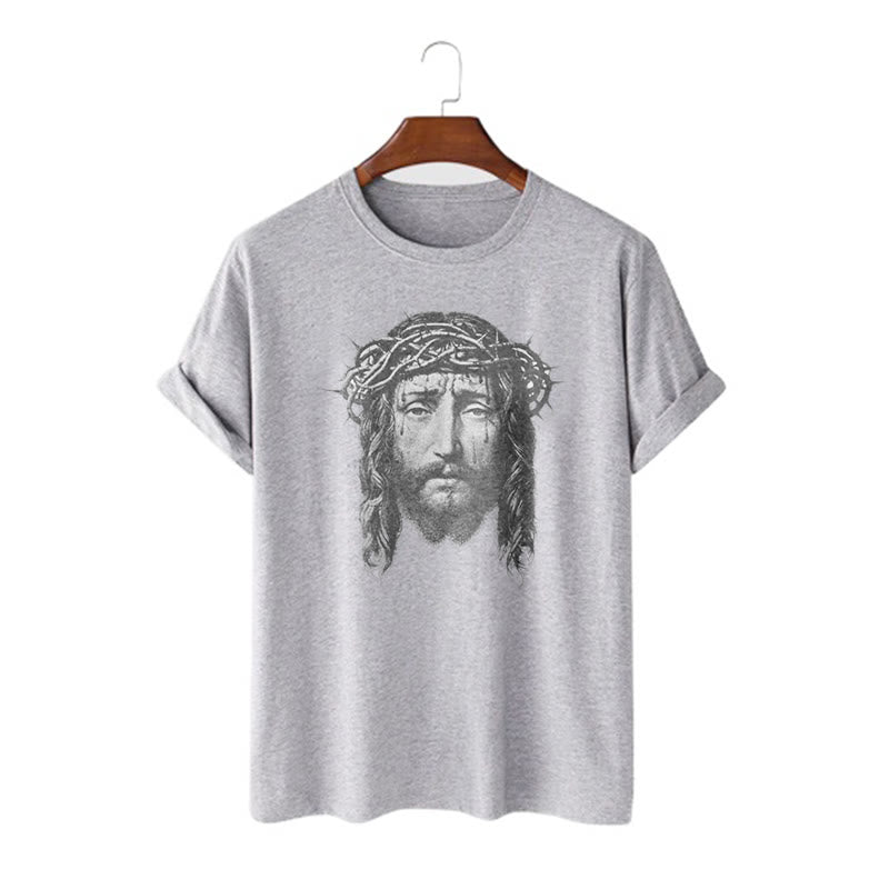 Christianartworkshop Retro Style Crown of Thorns Short Sleeve Washed T-shirt