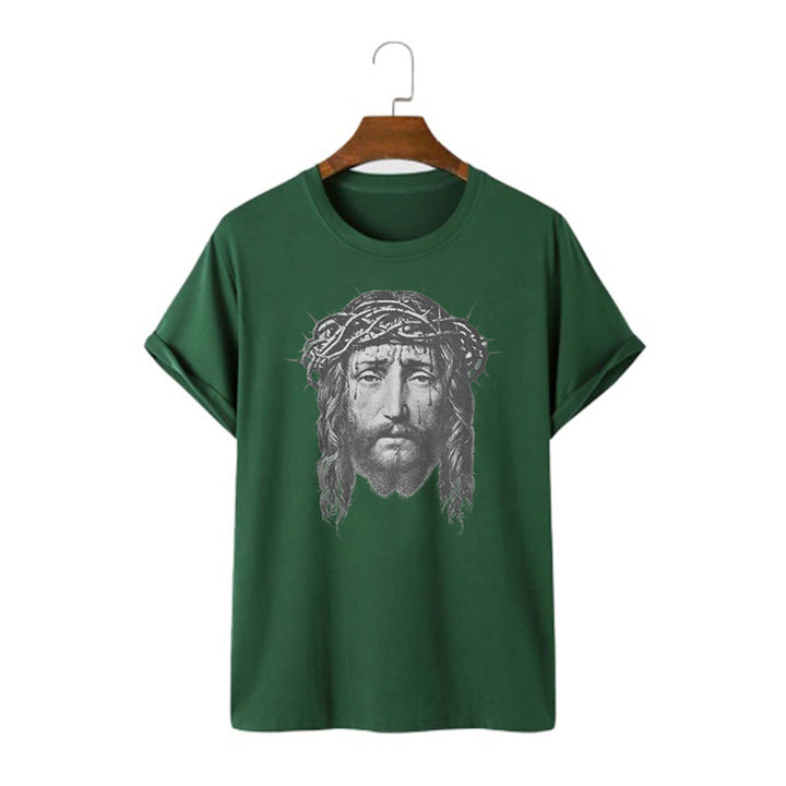 Christianartworkshop Retro Style Crown of Thorns Short Sleeve Washed T-shirt