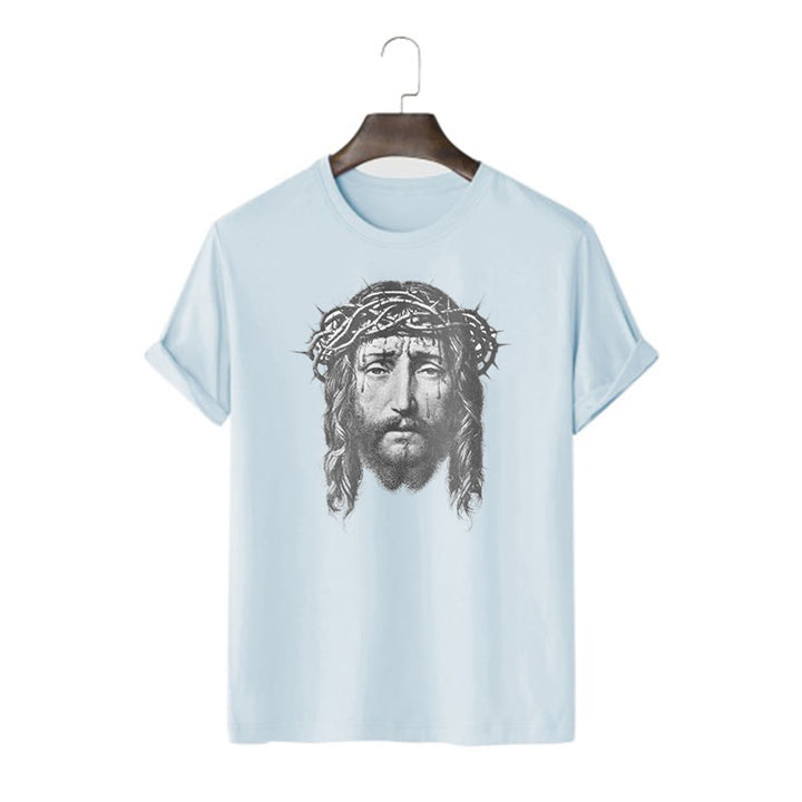 Christianartworkshop Retro Style Crown of Thorns Short Sleeve Washed T-shirt