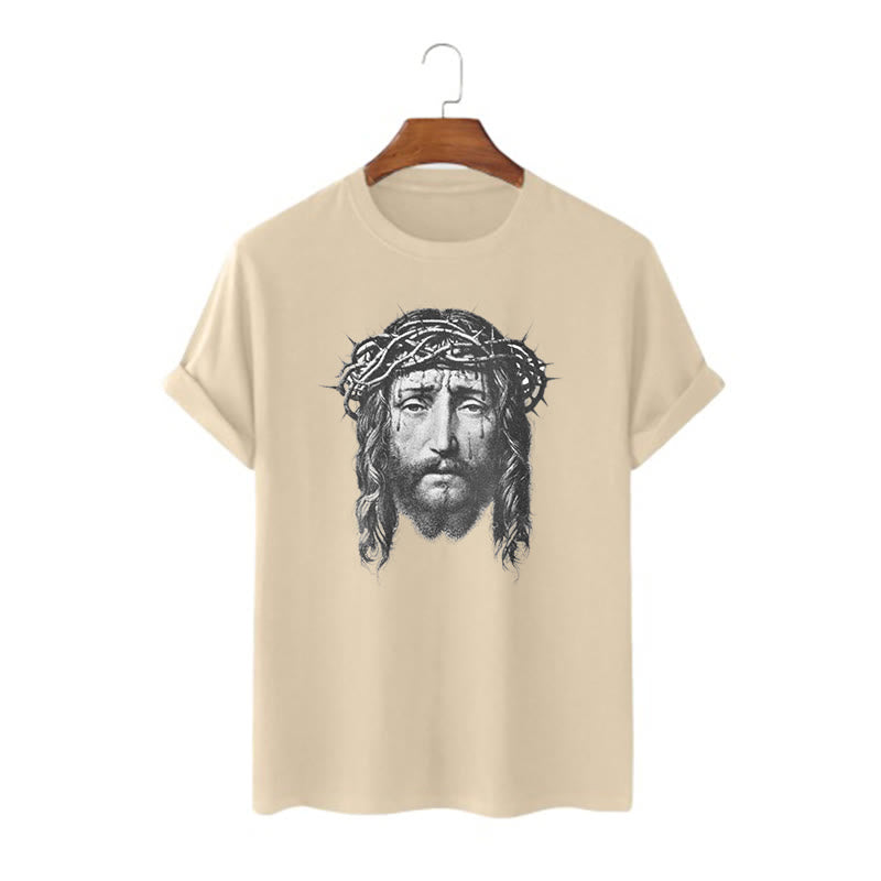 Christianartworkshop Retro Style Crown of Thorns Short Sleeve Washed T-shirt