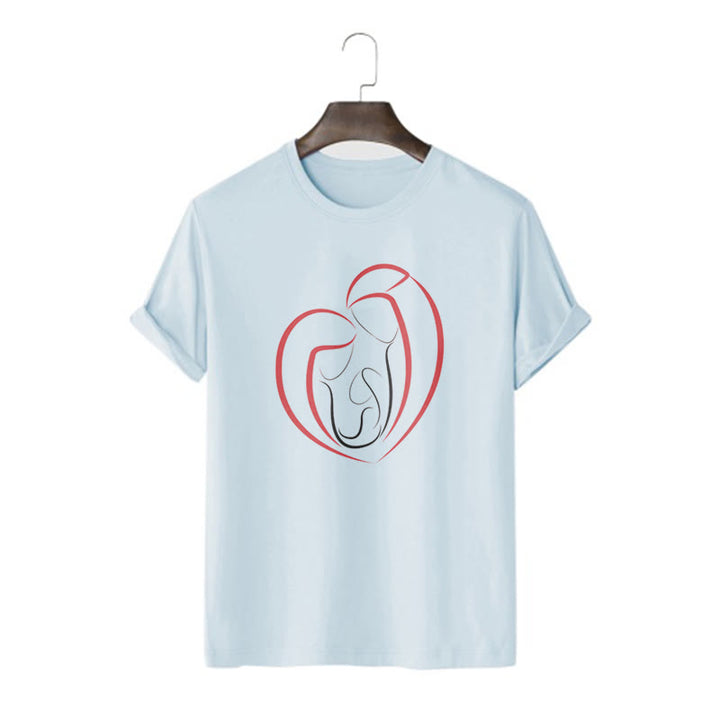 Christianartworkshop Minimalist Style Sacred Family Heartline Art Short Sleeve Washed T-shirt