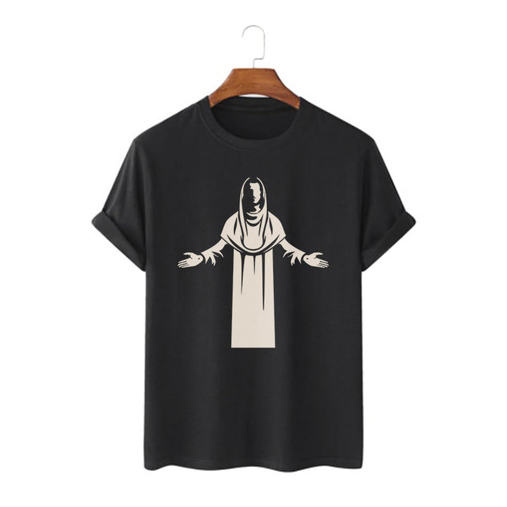 Christianartworkshop Minimalist Style Divine Embrace Short Sleeve Washed T-shirt