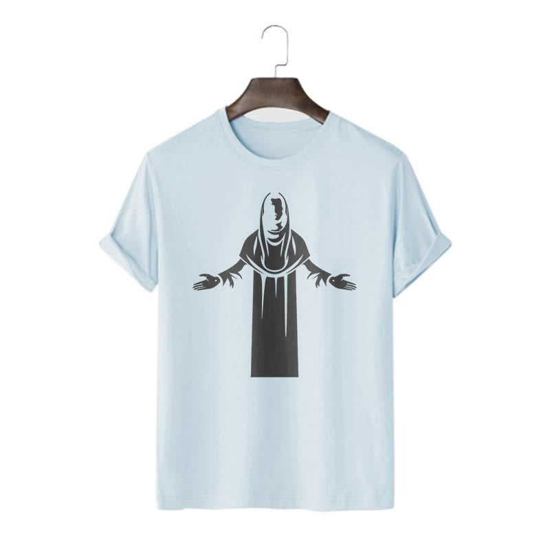 Christianartworkshop Minimalist Style Divine Embrace Short Sleeve Washed T-shirt